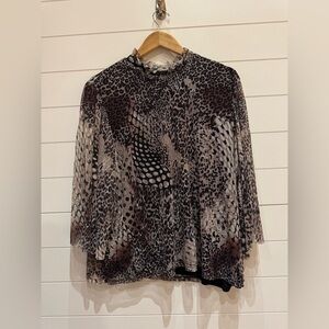 Chico's cheetah and snake print sheer mesh blouse Petite Large